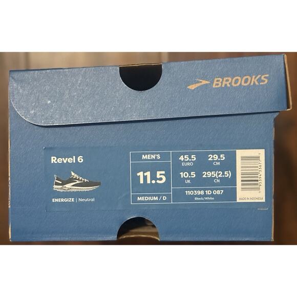 NEW Brooks Revel 6 Black White Running Shoes 1103981D087 Men’s Size 11.5 main image 6